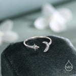 Moon and Starburst Open Ring