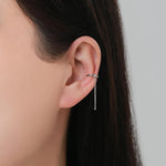 Piercing Free Sterling Silver Ear Cuff with Dangling Chain, Silver or Gold, Piercing Free Earrings, Minimalist Ear Cuff, Chained Ear Cuff