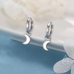 Crescent Moon Charm Huggie Hoop Earrings in Sterling Silver, Detachable Charm Hoops, Celestial Earrings, Silver, Gold and Rose Gold