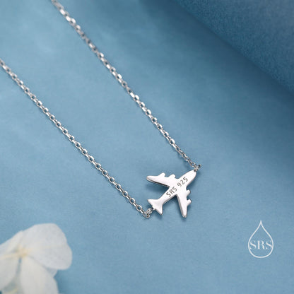 Tiny Plane Pendant Necklace in Sterling Silver, Silver or Gold or Rose Gold, Aeroplane Necklace,  Small Airplane Pendant