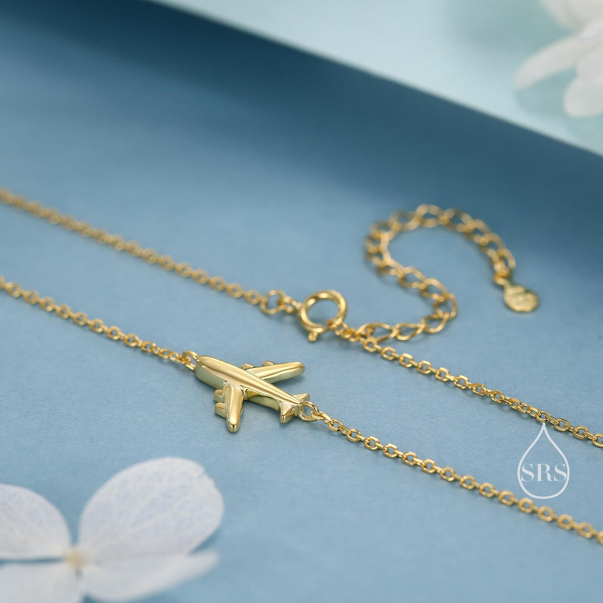 Tiny Plane Pendant Necklace in Sterling Silver, Silver or Gold or Rose Gold, Aeroplane Necklace, Small Airplane Pendant