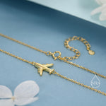 Tiny Plane Pendant Necklace in Sterling Silver, Silver or Gold or Rose Gold, Aeroplane Necklace, Small Airplane Pendant