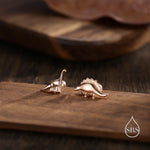 Tiny Mismatched Dinosaur Stud Earrings in Sterling Silver, Silver, Gold or Rose Gold, Asymmetric Stegosaurus and Brachiosaurus Dino Earrings