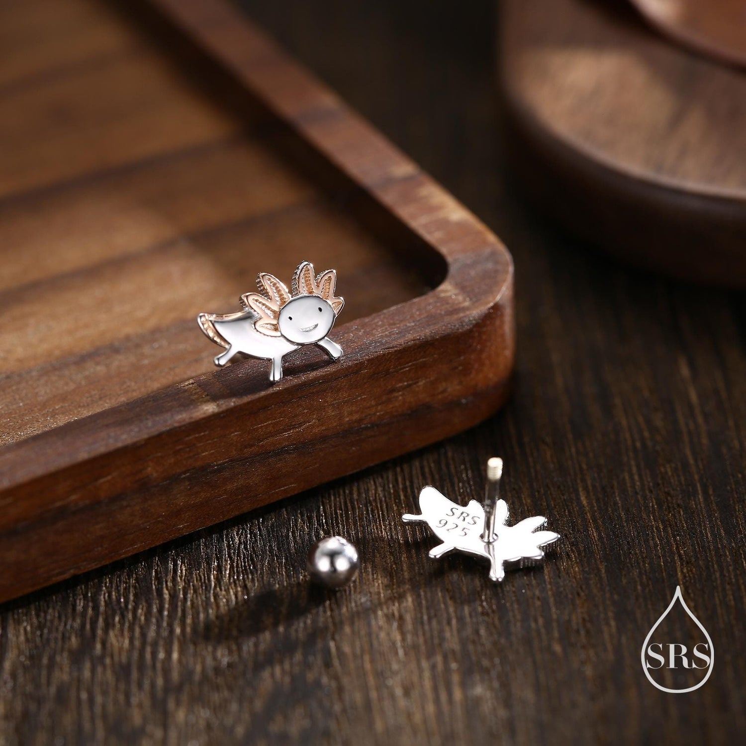 Tiny Axolotl Screw Back / Stud Earrings in Sterling Silver - Sea Creature Stud Earrings - Tiny Earrings - Pet Lover - Cute, Fun, Whimsical
