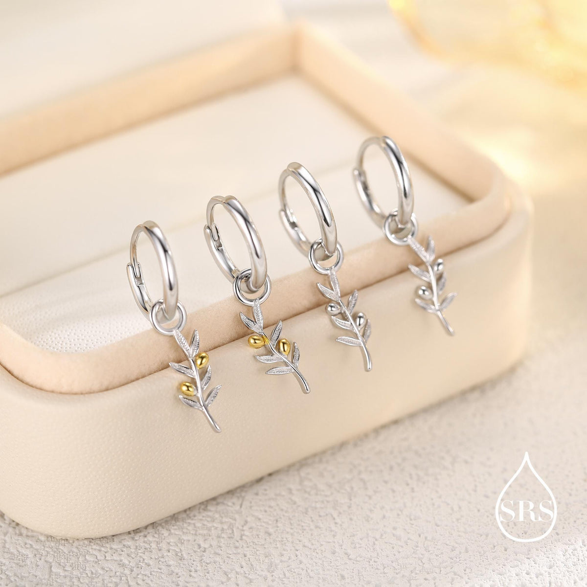 Olive Branch Hoop Earrings