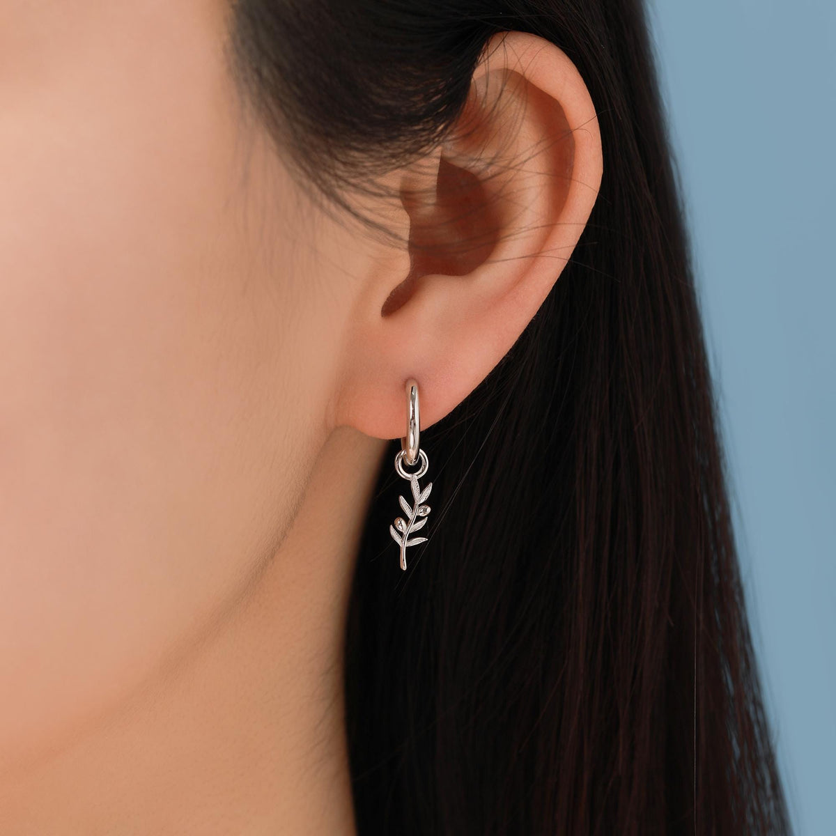 Olive Branch Hoop Earrings