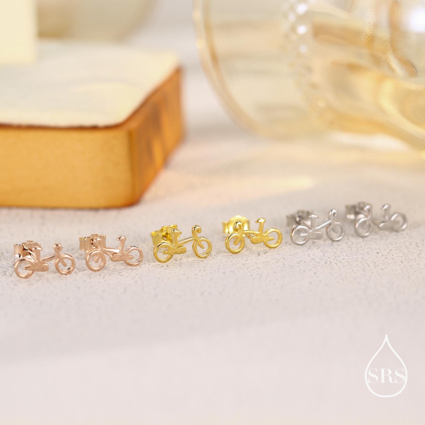 Little Bike Stud Earrings in Sterling Silver, Cute Bicycle Stud, Cute and Quirky Stud Earrings