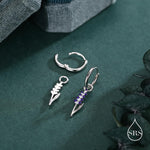 Sterling Silver Enamel Lavender Huggie Hoop Earrings, Delicate Silver Lavender Detachable Hoop Earrings, Silver or Gold