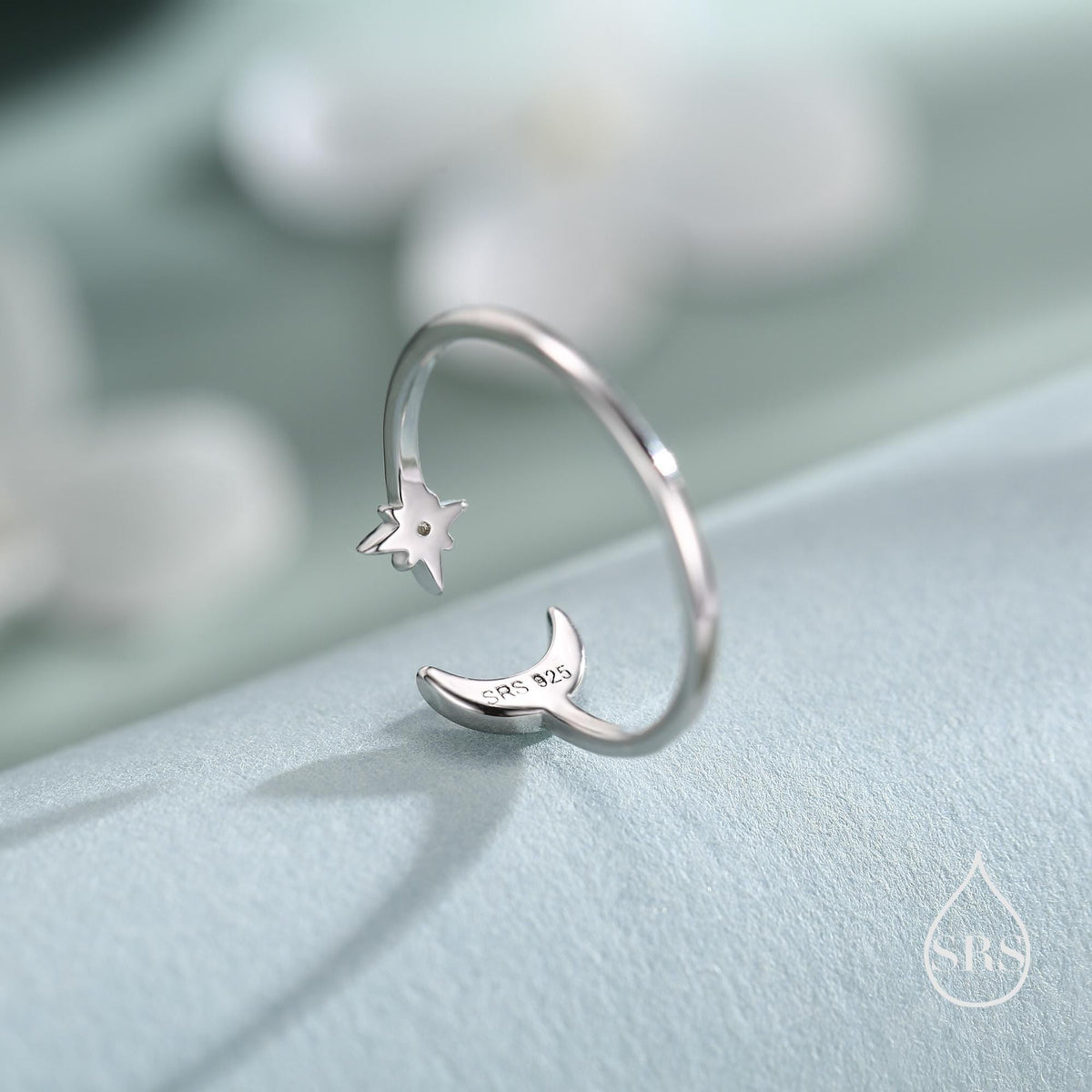 Moon and Starburst Open Ring