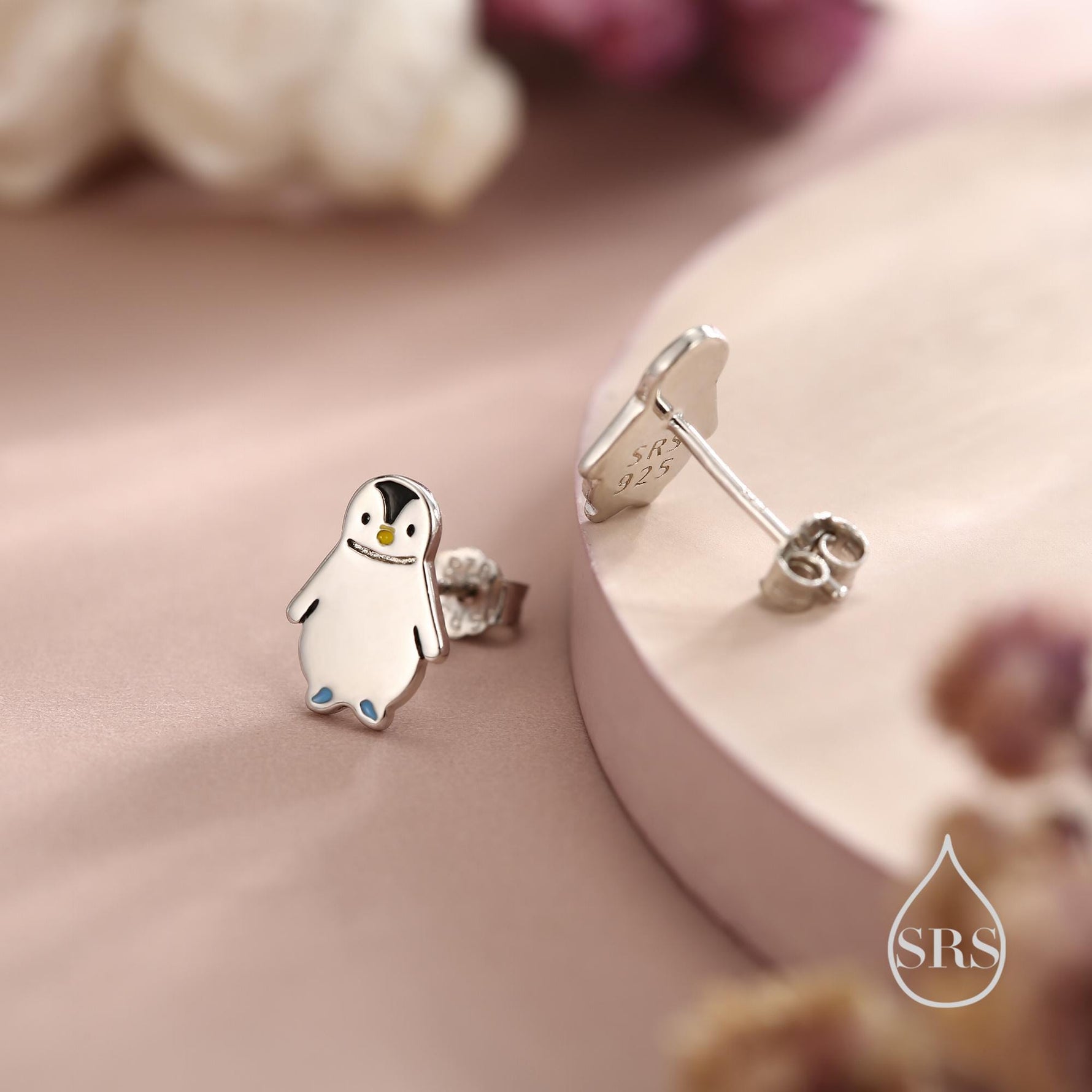Tiny Baby Penguin Bird Stud Earrings in Sterling Silver, Fun Quirky and Whimsical Jewellery