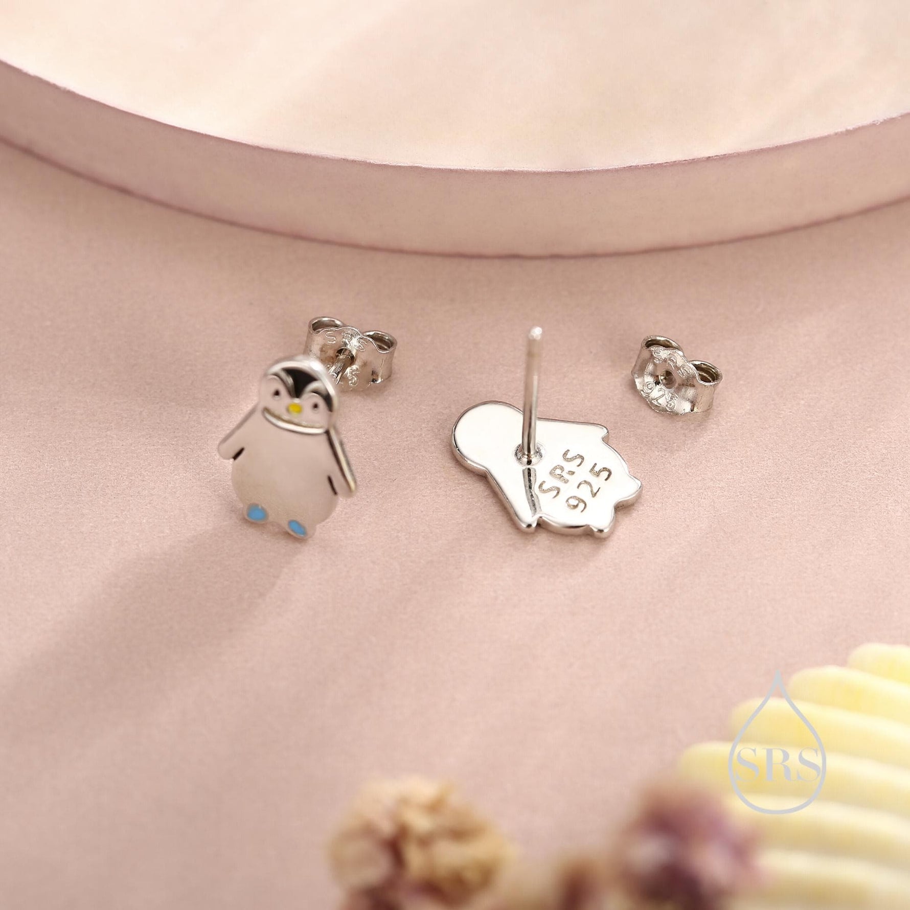 Tiny Baby Penguin Bird Stud Earrings in Sterling Silver, Fun Quirky and Whimsical Jewellery
