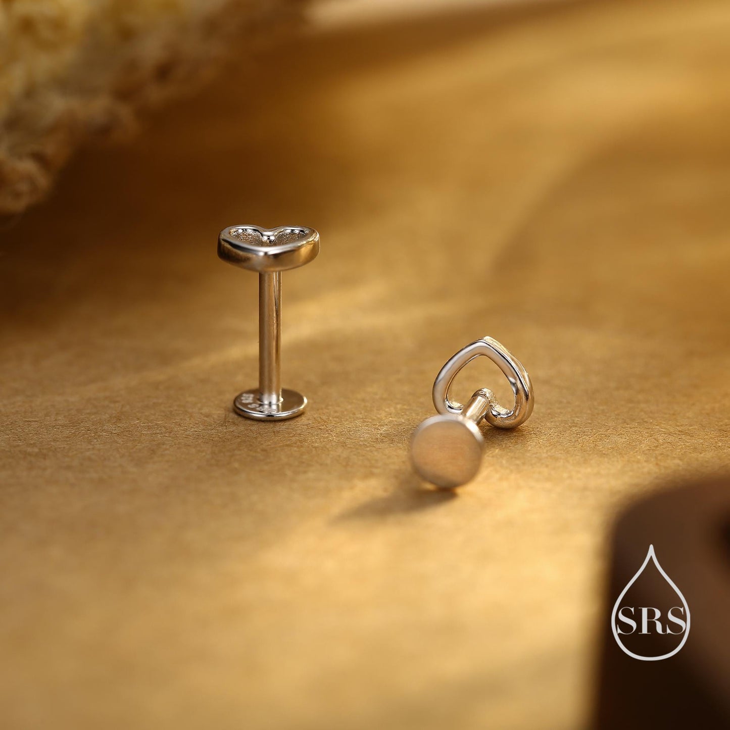 Tiny Open Heart Screw back Earrings in Sterling Silver, Silver, Gold or Rose Gold, Geometric Minimalist Design, Screwback, Sold as a Pair!