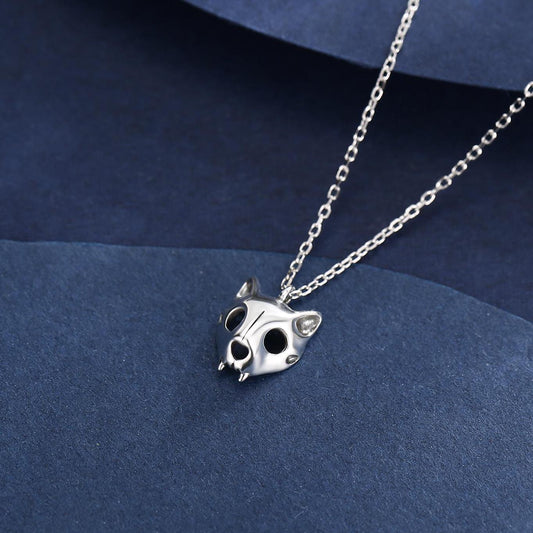 Tiny and Delicate Cat Skull Pendant Necklace in Sterling Silver, Cat Necklace, Silver or Gold or Rose Gold - Cute Quirky and Fun Jewellery