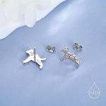 Laika the Space Dog Tiny Stud Earrings in Sterling Silver, Silver or Gold or Rose Gold, Cute Dog Earrings