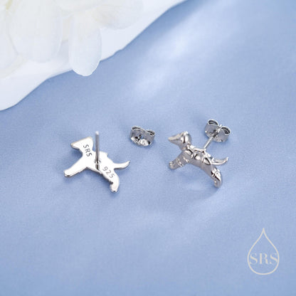 Laika the Space Dog Tiny Stud Earrings in Sterling Silver, Silver or Gold or Rose Gold, Cute Dog Earrings
