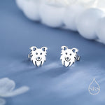 Tiny Minimalist Border Collie Dog Stud Earrings in Sterling Silver, Dog Earrings, Animal Earrings, Pet Lover