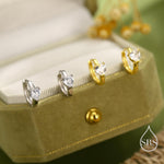 Heart CZ Huggie Hoop in Sterling Silver, Silver or Gold, 8mm Inner Diameter, Stacking Earrings
