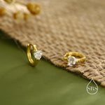 Heart CZ Huggie Hoop in Sterling Silver, Silver or Gold, 8mm Inner Diameter, Stacking Earrings