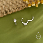 Heart CZ Huggie Hoop in Sterling Silver, Silver or Gold, 8mm Inner Diameter, Stacking Earrings