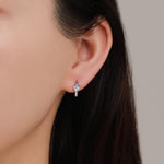 Heart CZ Huggie Hoop in Sterling Silver, Silver or Gold, 8mm Inner Diameter, Stacking Earrings