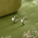 Heart CZ Huggie Hoop in Sterling Silver, Silver or Gold, 8mm Inner Diameter, Stacking Earrings