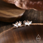 Tiny Axolotl 16G Internally Threaded Flat Back Earrings in Sterling Silver - Animal Earrings