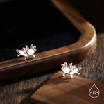 Tiny Axolotl Internally Threaded Flat Back/ Screw Back / Stud Earrings in Sterling Silver - Sea Creature Stud Earrings
