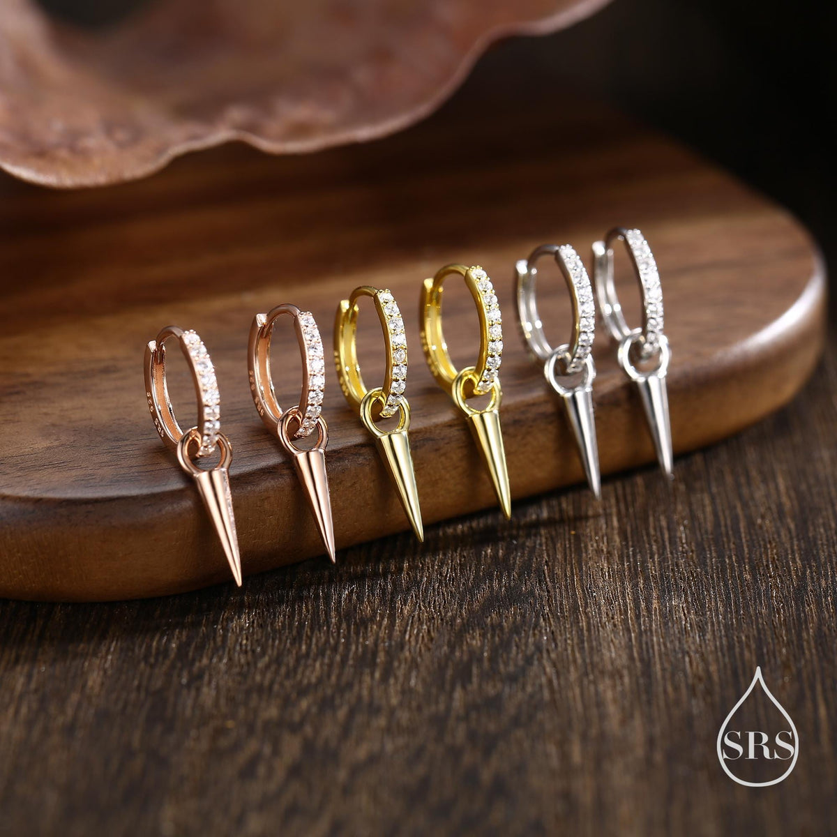 Detachable Spike CZ Hoop Earrings