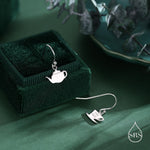 Mismatched Teapot and Tea Drop Hook Earrings in Sterling Silver, Silver or Gold or Rose Gold, Asymmetric Teacup Earrings,
