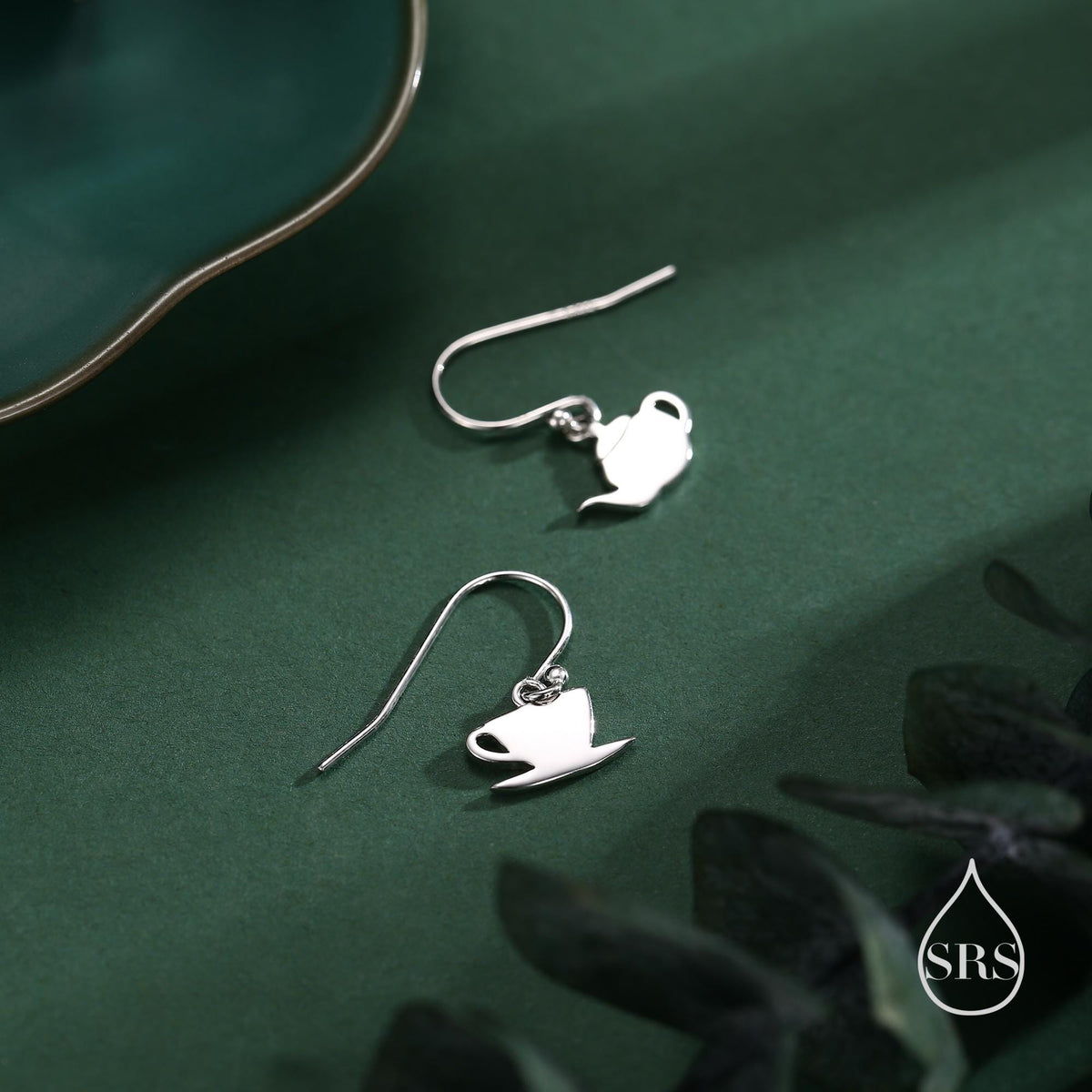 Mismatched Teapot and Tea Drop Hook Earrings in Sterling Silver, Silver or Gold or Rose Gold, Asymmetric Teacup Earrings,