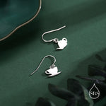 Mismatched Teapot and Tea Drop Hook Earrings in Sterling Silver, Silver or Gold or Rose Gold, Asymmetric Teacup Earrings,