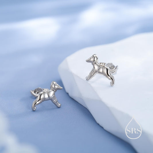 Laika the Space Dog Tiny Stud Earrings in Sterling Silver, Silver or Gold or Rose Gold, Cute Dog Earrings