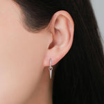 Sterling Silver Delicate Spike Hoop Earrings, Detachable Charm Dangle Hoop Earrings, Silver or Gold or Rose Gold or Black, Interchangeable