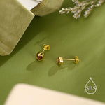 Tiny Garnet Red CZ Heart Stud Earrings in Sterling Silver, Silver or Gold, Red Crystal Heart Earrings, Stacking Earrings