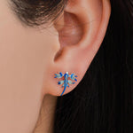 Tiny Blue Sea Dragon Stud Earrings in Sterling Silver, Enamel Blue Sea Slug Earrings, Fun Quirky and Whimsical Jewellery