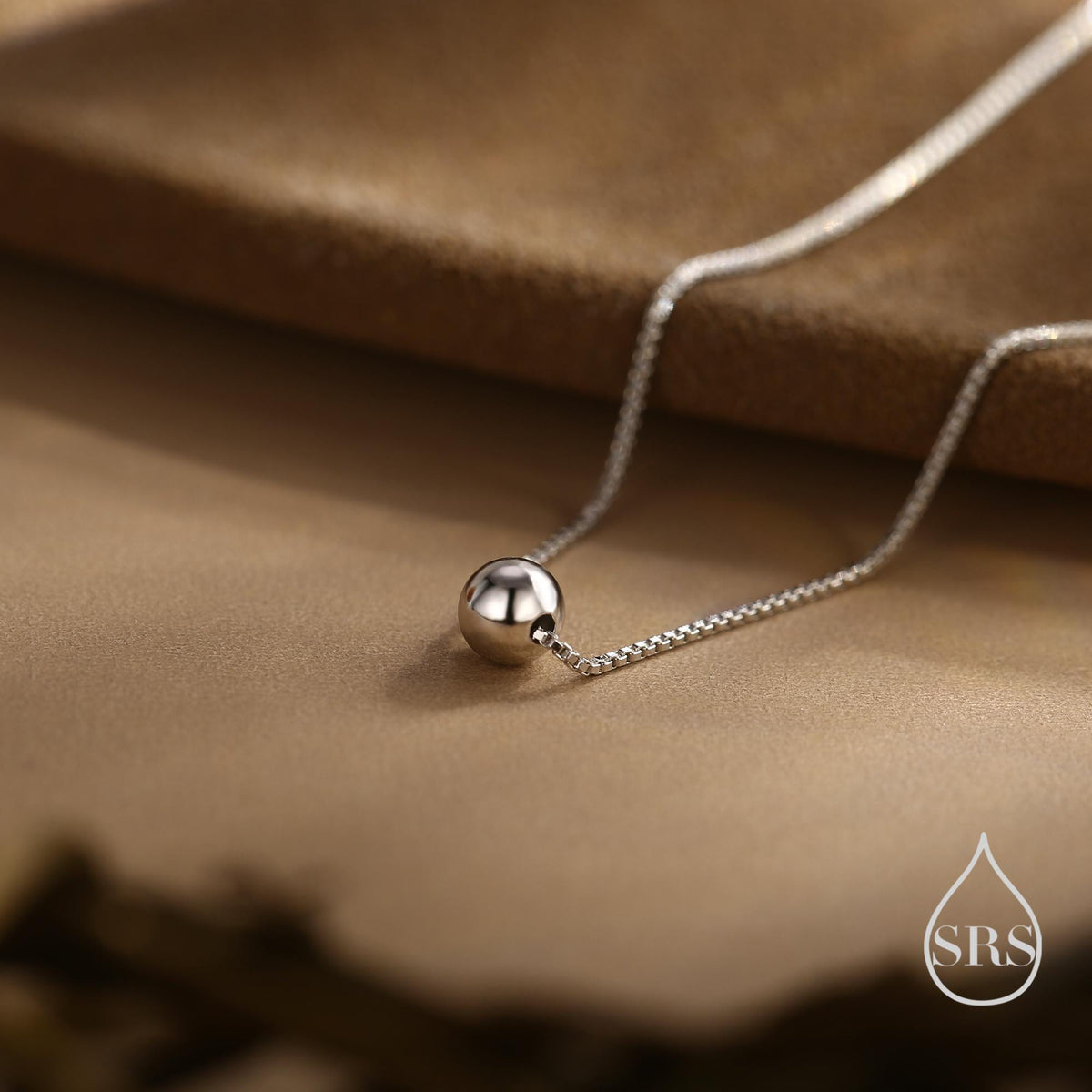 Single Bead Collar Necklace in Sterling Silver, Minimalist Ball Choker Necklace, Simple Choker Necklace