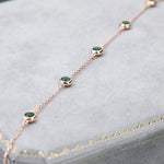 Extra Tiny CZ Motif Bracelet in Sterling Silver, Silver or Gold or Rose Gold, Single CZ Bracelet, Clear or Green, Tiny Delicate Bracelet