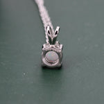 Tiny White Opal Pendant Necklace in Sterling Silver, 5mm Lab Opal Necklace, Single Opal Necklace, Fire Opal Necklace
