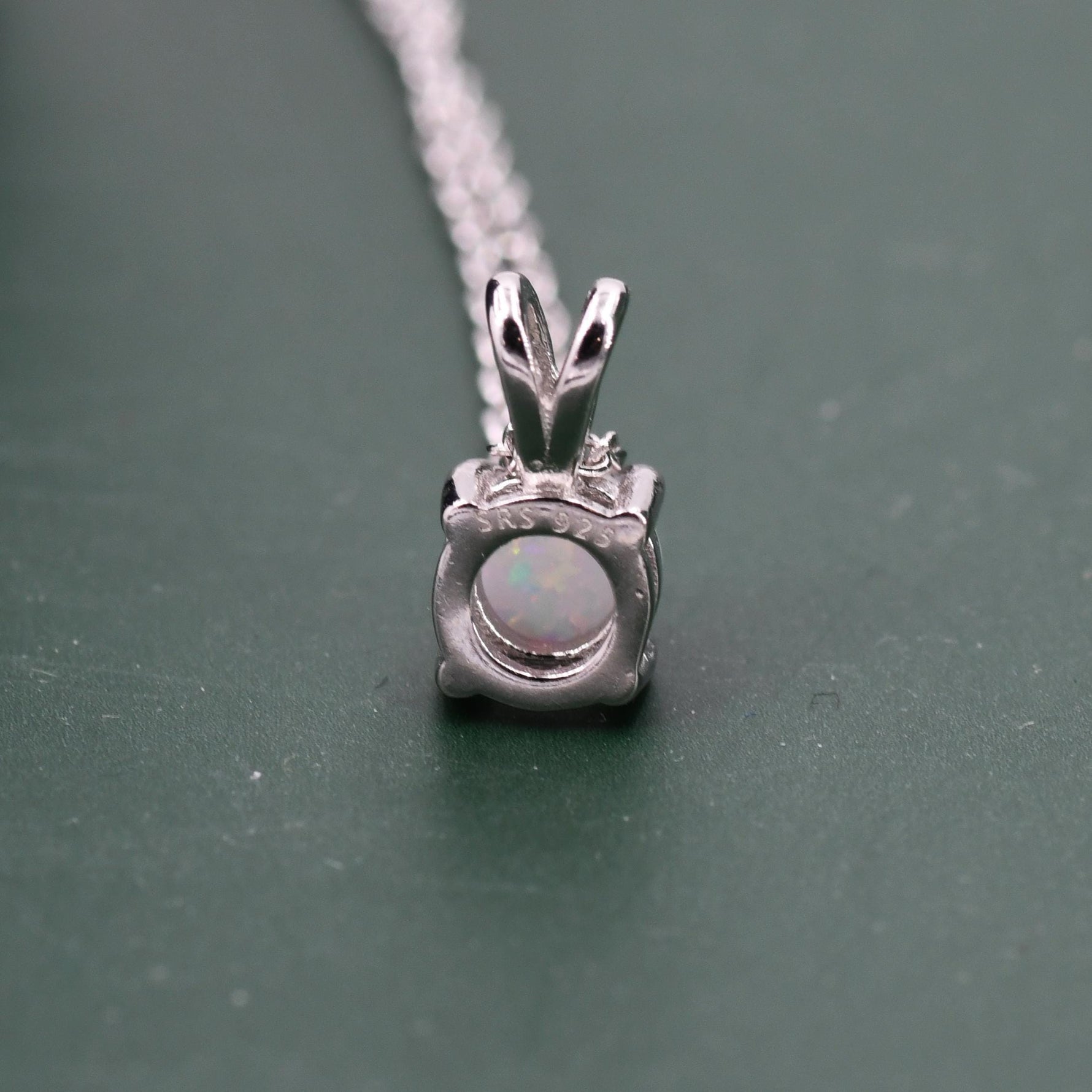 Tiny White Opal Pendant Necklace in Sterling Silver, 5mm Lab Opal Necklace, Single Opal Necklace, Fire Opal Necklace