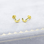 Sterling Silver Moon 16G Internally Threaded Flat Back Earrings