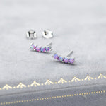 Tiny Purple Opal Curved Bar Screw Back / Stud Earrings in Sterling Silver, Silver or Gold, Opal Screw Back Earrings, Fire Opal