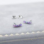 Tiny Purple Opal Curved Bar Screw Back / Stud Earrings in Sterling Silver, Silver or Gold, Opal Screw Back Earrings, Fire Opal