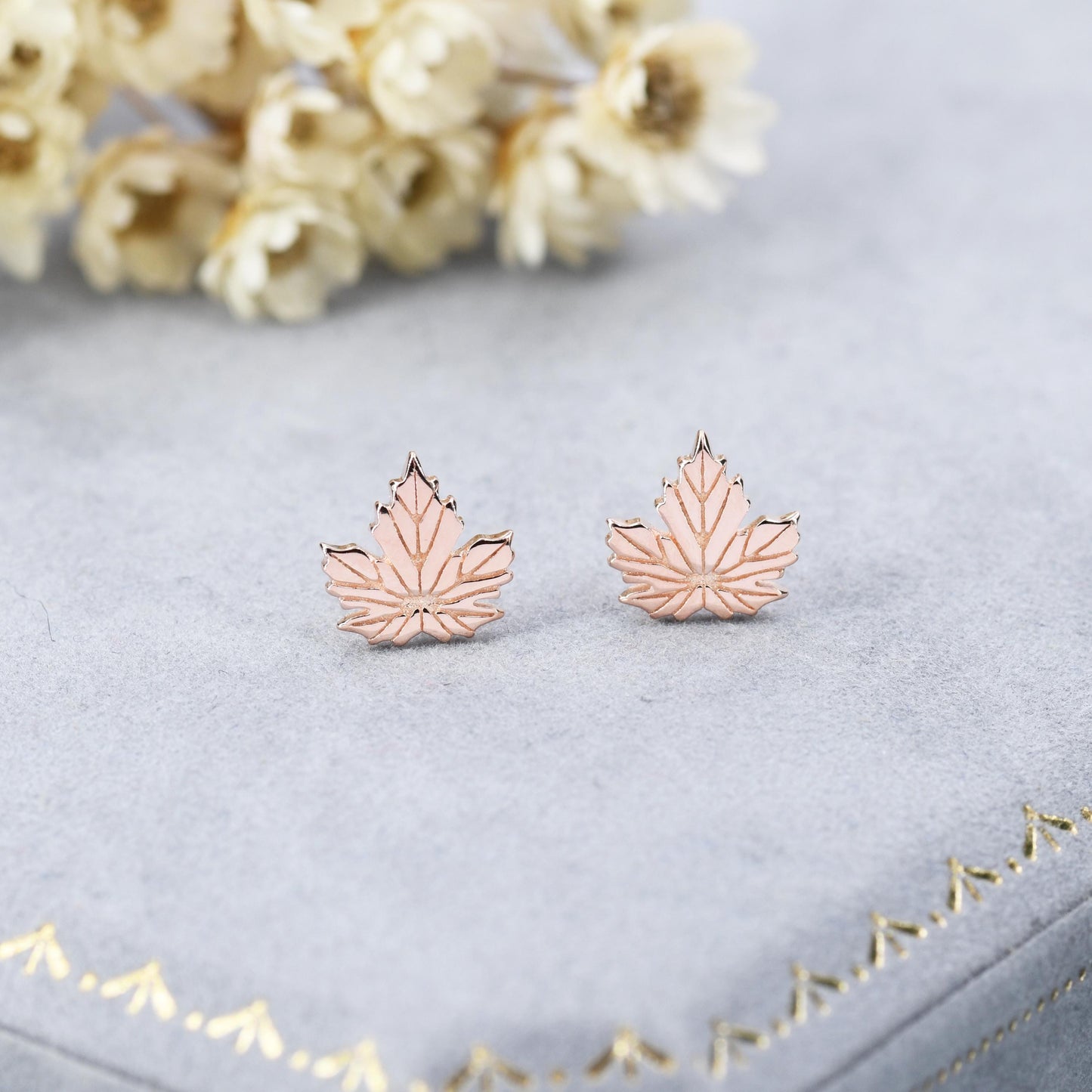 Maple Leaf Stud Earrings in Sterling Silver - Detailed Leaf Earrings - Nature Inspired Flower Earrings -Leaf Earrings, Fun, Whimsical