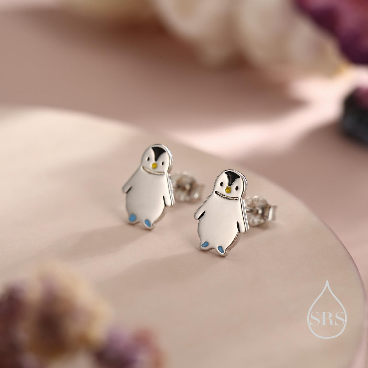 Tiny Baby Penguin Bird Stud Earrings in Sterling Silver, Fun Quirky and Whimsical Jewellery