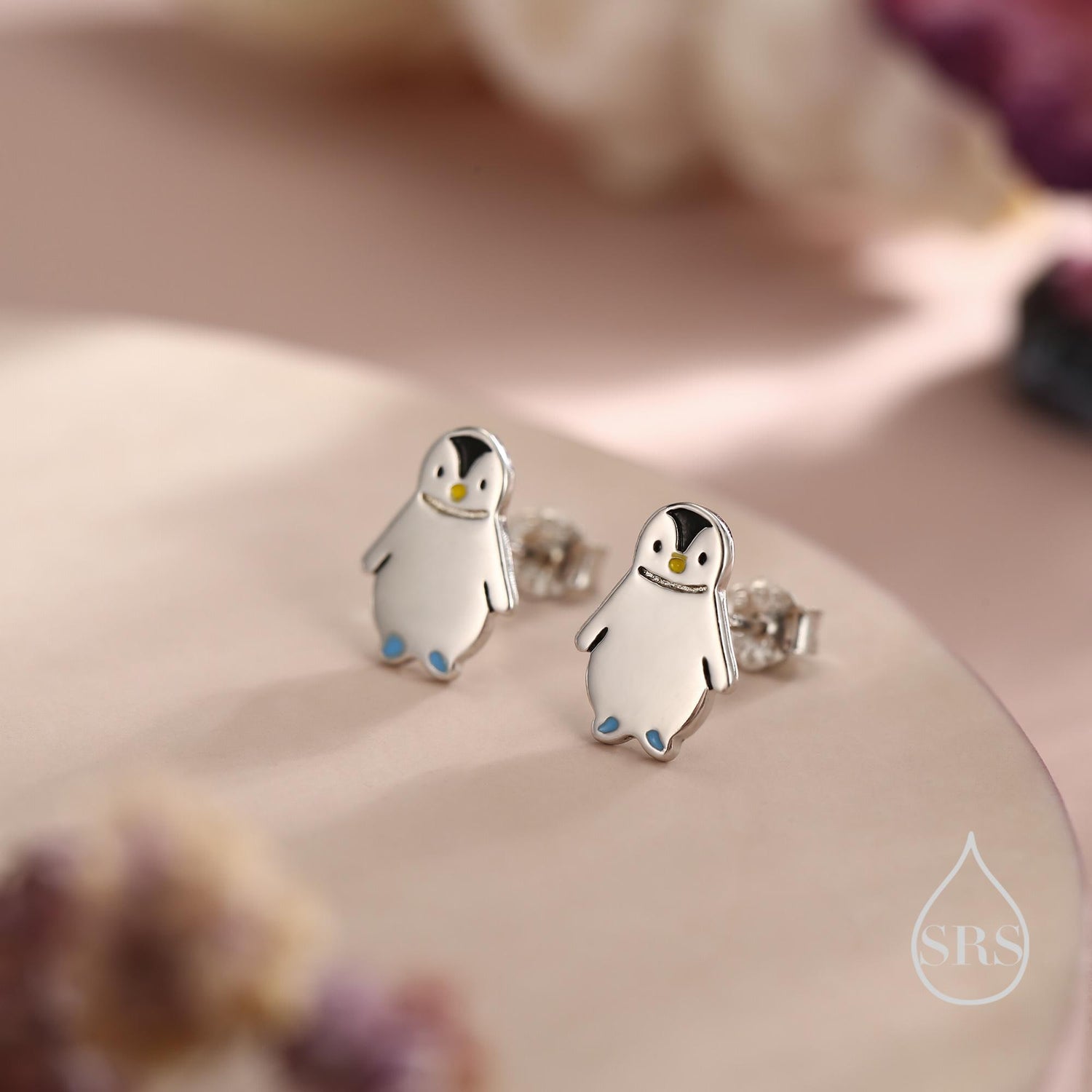 Tiny Baby Penguin Bird Stud Earrings in Sterling Silver, Fun Quirky and Whimsical Jewellery