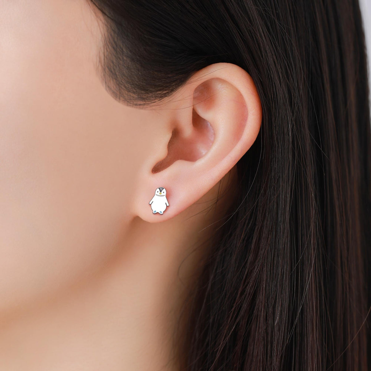Tiny Baby Penguin Bird Stud Earrings in Sterling Silver, Fun Quirky and Whimsical Jewellery