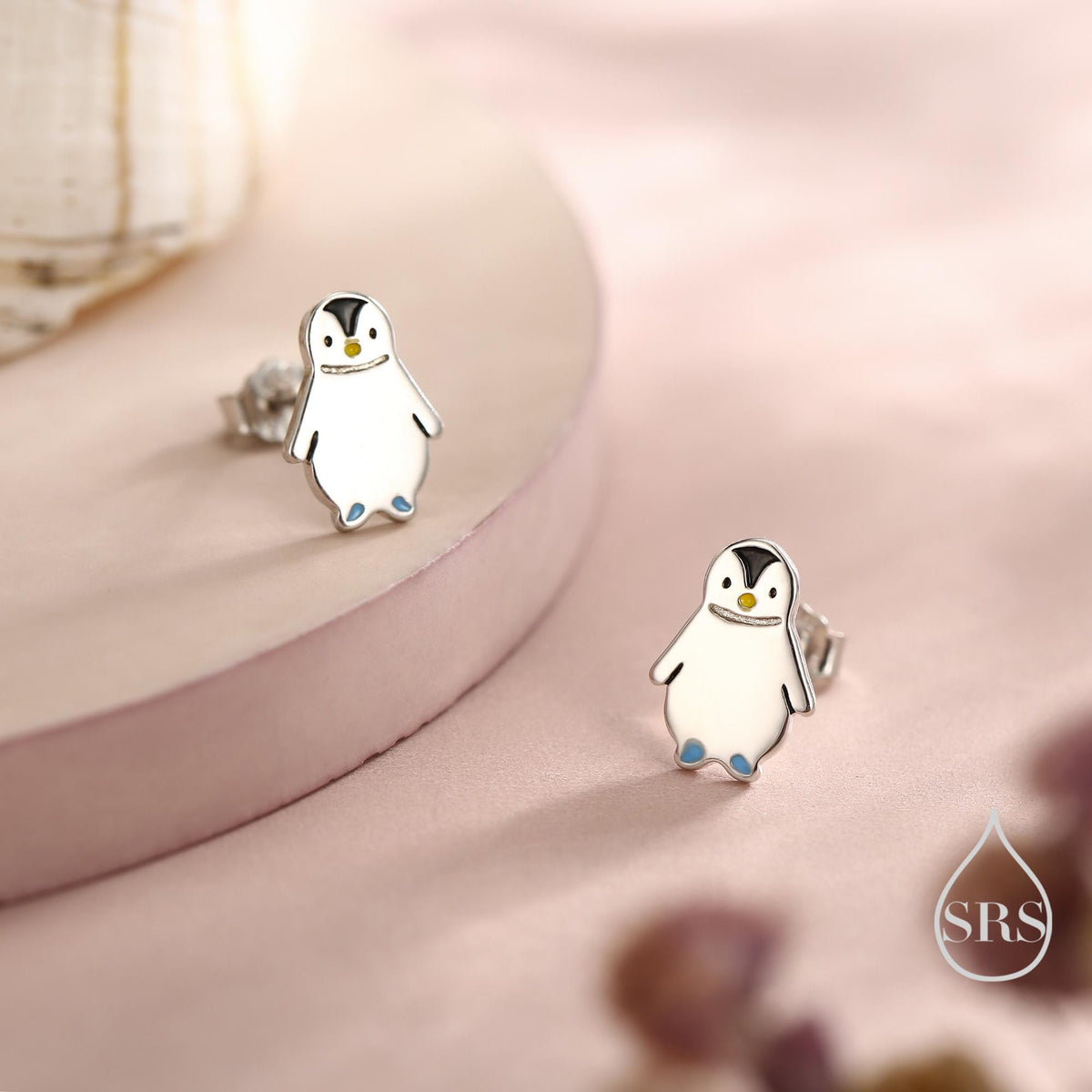 Tiny Baby Penguin Bird Stud Earrings in Sterling Silver, Fun Quirky and Whimsical Jewellery