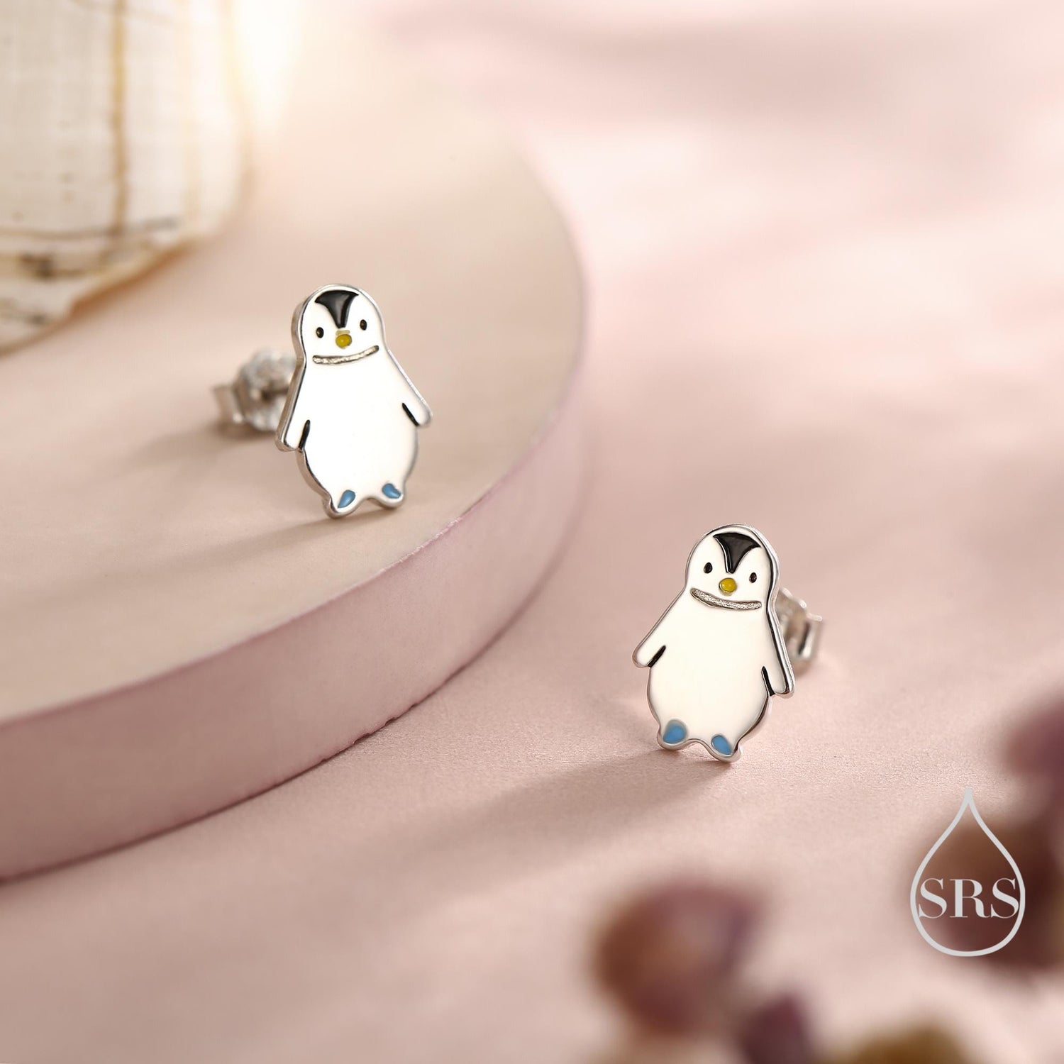 Tiny Baby Penguin Bird Stud Earrings in Sterling Silver, Fun Quirky and Whimsical Jewellery