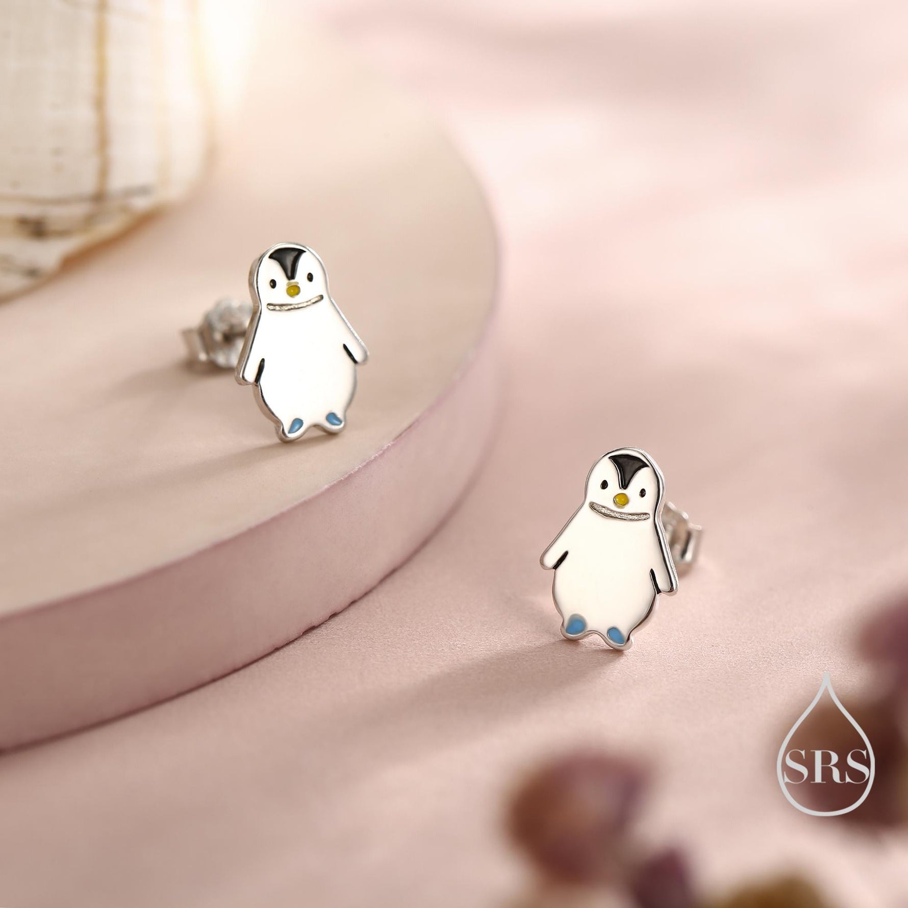 Tiny Baby Penguin Bird Stud Earrings in Sterling Silver, Fun Quirky and Whimsical Jewellery