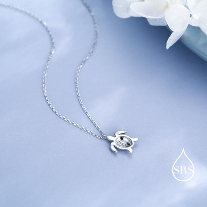 Tiny and Delicate Sea Turtle Pendant Necklace in Sterling Silver, Turtle Necklace, Silver or Gold or Rose Gold - Cute Quirky and Fun